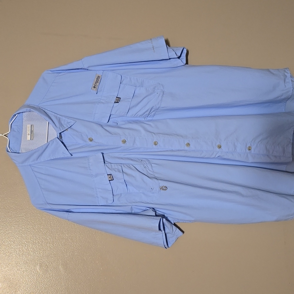 Columbia Button Down Short‎ Sleeve Shirt Blue Mens Size XXL